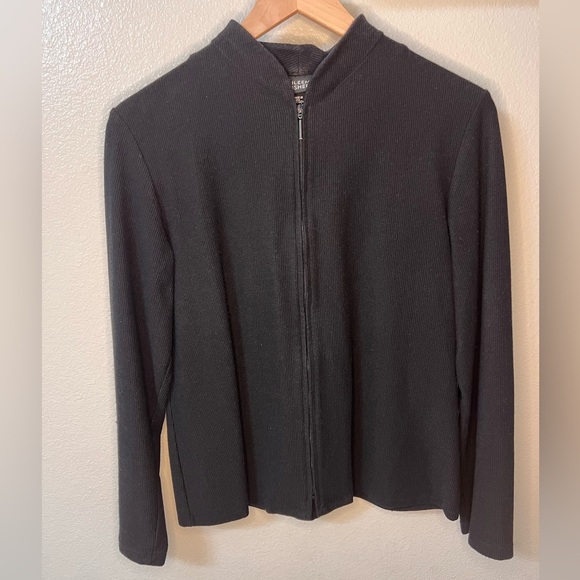 Eileen Fisher Ribbed Knit Jacket Women's Size Medium Full Zip Stand Collar - Picture 1 of 9